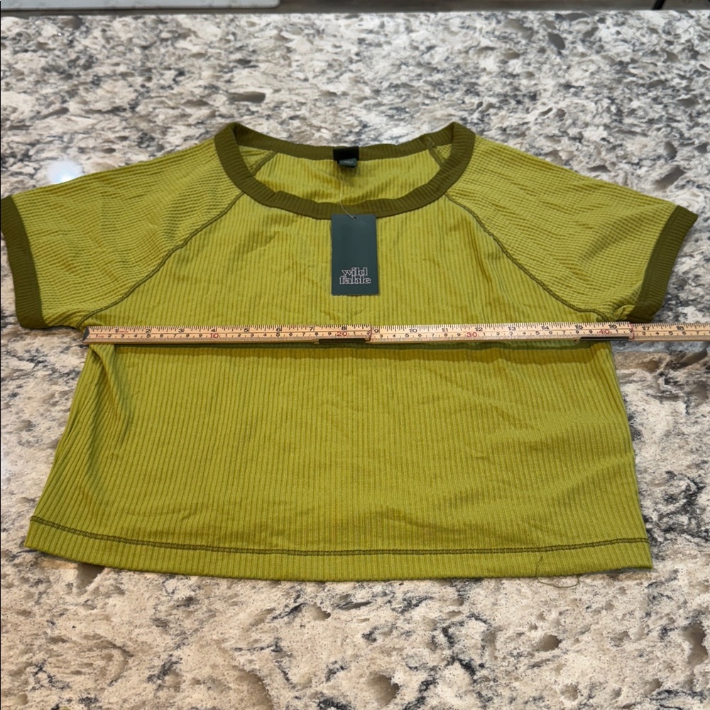 Wild Fable | Ribbed Ringer Baby Tee in Green Size L Large - Picture 7 of 10